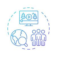 TV and audience blue gradient concept icon. Collecting data about viewers. Customers measurement method. Round shape line illustration. Abstract idea. Graphic design. Easy to use in presentation vector