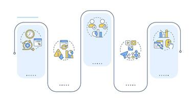 Audience engagement metrics rectangle infographic . E commerce analytics. Business data. Data visualization with 5 steps. Editable rectangular options chart vector