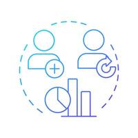 New vs returning visitors blue gradient concept icon. Engagement strategy efficiency. Audience engagement. Round shape line illustration. Abstract idea. Graphic design. Easy to use in infographic vector