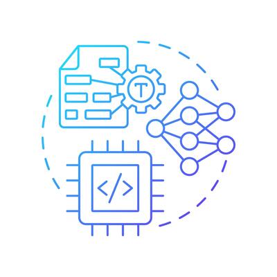 Word embedding blue gradient concept icon. Capturing semantic relationships in text. development. Round shape line illustration. Abstract idea. Graphic design. Easy to use in article