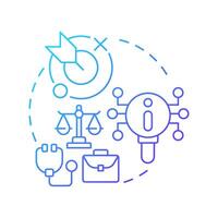 Domain specific knowledge blue gradient concept icon. Specialized databases request. Benefit of RAG services. Round shape line illustration. Abstract idea. Graphic design. Easy to use in presentation vector