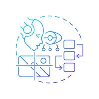 Vision transformer blue gradient concept icon. Image recognition tasks improvement. RAG integration. Round shape line illustration. Abstract idea. Graphic design. Easy to use in presentation vector