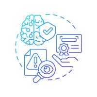Reducing inaccurate responses blue gradient concept icon. Real verified sources. Benefit of RAG services. Round shape line illustration. Abstract idea. Graphic design. Easy to use in article vector