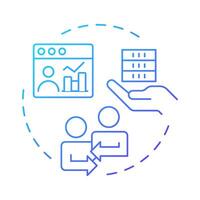 Second party data blue gradient concept icon. Customers information form other companies. Audience analysis. Round shape line illustration. Abstract idea. Graphic design. Easy to use in presentation vector
