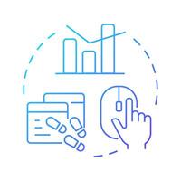 Average web pages per session blue gradient concept icon. Indicating user engagement. Audience engagement. Round shape line illustration. Abstract idea. Graphic design. Easy to use in infographic vector