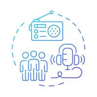 Radio audience blue gradient concept icon. Listeners habits data collecting. Content customers measurement. Round shape line illustration. Abstract idea. Graphic design. Easy to use in infographic vector