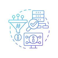 Retrieval blue gradient concept icon. Accessing stored data algorithm. AI information control. RAG process. Round shape line illustration. Abstract idea. Graphic design. Easy to use in article vector