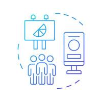 Out of home audience blue gradient concept icon. Advertisements displayed in public spaces impact research. Round shape line illustration. Abstract idea. Graphic design. Easy to use in infographic vector