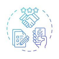 Zero party data blue gradient concept icon. Surveys for brand customers. Audience information type. Round shape line illustration. Abstract idea. Graphic design. Easy to use in presentation vector
