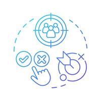 Select priority audience blue gradient concept icon. Targeted customers group. Marketing campaign efforts. Round shape line illustration. Abstract idea. Graphic design. Easy to use in infographic vector