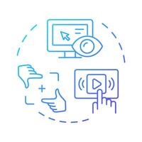 User recordings blue gradient concept icon. Real time sessions study. Website visitor tracking method. Round shape line illustration. Abstract idea. Graphic design. Easy to use in infographic vector