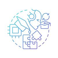 Self supervised learning blue gradient concept icon. Training model with large dataset. . Round shape line illustration. Abstract idea. Graphic design. Easy to use in presentation vector