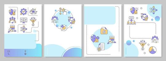 RAG blue circle brochure template. Retrieval augmented generation. AI technologies. Leaflet design with linear icons. Editable 4 layouts vector