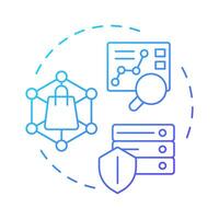First party data blue gradient concept icon. Users interaction with company website analysis. Audience study. Round shape line illustration. Abstract idea. Graphic design. Easy to use in infographic vector