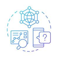 Check social media blue gradient concept icon. Analyzing content generating active interactions. SMM strategy. Round shape line illustration. Abstract idea. Graphic design. Easy to use in infographic vector