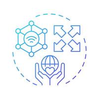 Open web blue gradient concept icon. Networks and platforms accessible to anyone. Digital experience. Round shape line illustration. Abstract idea. Graphic design. Easy to use in presentation vector