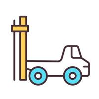 Geotechnical soil testing drilling rig RGB color icon. Truck with bore for geodetic survey. Ground exploration machine. Isolated illustration. Simple filled line drawing. Editable stroke vector