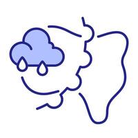 Warm front RGB color icon. Density discontinuity at leading edge of hot air mass. Meteorology science studying. Isolated illustration. Simple filled line drawing. Editable stroke vector