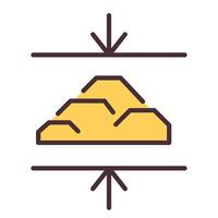 Researching ore by pressing material RGB color icon. Processing mineral deposits with machinery. Industrial technology. Isolated illustration. Simple filled line drawing. Editable stroke vector