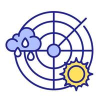 Weather radar RGB color icon. Studying changing in atmosphere to make accurate forecast. Atmospheric science equipment. Isolated illustration. Simple filled line drawing. Editable stroke vector