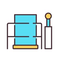 Industrial machine with level RGB color icon. Researching laboratory equipment for materials testing. Engineering. Isolated illustration. Simple filled line drawing. Editable stroke vector