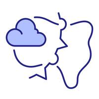 Stationary front RGB color icon. Transition zone between two air masses. Weather forecasting with atmospheric condition. Isolated illustration. Simple filled line drawing. Editable stroke vector