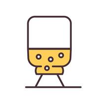 Flask with bubbling liquid RGB color icon. Analysis of material sample in chemical laboratory. Fluid specimen test. Isolated illustration. Simple filled line drawing. Editable stroke vector
