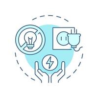 Unplug electronics soft blue concept icon. Prevent phantom power loss. Energy saving tip. Sustainability. Round shape line illustration. Abstract idea. Graphic design. Easy to use in article vector