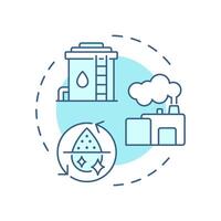 Industrial water reuse soft blue concept icon. Manufacturing and production facilities needs. Liquid usage. Round shape line illustration. Abstract idea. Graphic design. Easy to use in article vector