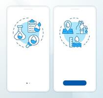 Water quantity quality nexus blue onboarding mobile app screen. Walkthrough 2 steps editable graphic instructions with linear concepts. UI, UX, GUI template vector