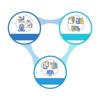 Water energy nexus infographic circles flowchart. Sustainable usage of natural sources. Visualization diagram with 3 steps. Circular info graphic editable vector