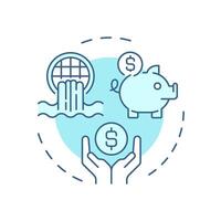 Cost effective water treatment soft blue concept icon. Improve efficiency. Liquid recycling advantage. Round shape line illustration. Abstract idea. Graphic design. Easy to use in article vector