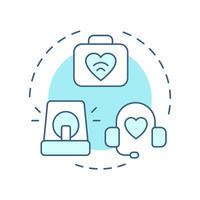 Telemedicine in emergencies soft blue concept icon. Remote help in crisis situations. Application of telehealth. Round shape line illustration. Abstract idea. Graphic design. Easy to use in booklet vector