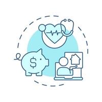 Reduce health care costs soft blue concept icon. Lower prices for medical service. Benefit of telehealth. Round shape line illustration. Abstract idea. Graphic design. Easy to use in booklet vector