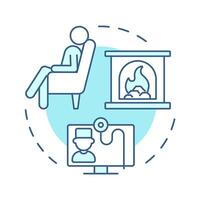 Convenience soft blue concept icon. Accessing healthcare facility from home. Benefit of telehealth service. Round shape line illustration. Abstract idea. Graphic design. Easy to use in booklet vector