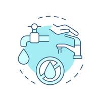 Turn tap off soft blue concept icon. Water saving at home tip. Responsive consumption of liquid sources. Round shape line illustration. Abstract idea. Graphic design. Easy to use in article vector