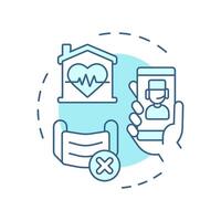 Avoid exposure to illness soft blue concept icon. Contagious illnesses prevent. Benefit of telehealth. Round shape line illustration. Abstract idea. Graphic design. Easy to use in presentation vector
