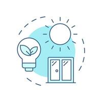 Using natural light soft blue concept icon. Reducing need for artificial lighting. Energy saving tip. Round shape line illustration. Abstract idea. Graphic design. Easy to use in booklet vector