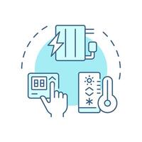 Adjust temperature soft blue concept icon. Maintaining thermostat settings. Energy saving tip. Sustainability. Round shape line illustration. Abstract idea. Graphic design. Easy to use in article vector