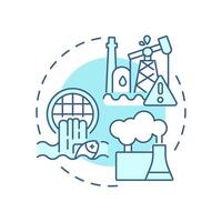 Pollution of ecosystem soft blue concept icon. Biodiversity decline cause. Toxic emissions, water contamination. Round shape line illustration. Abstract idea. Graphic design. Easy to use in article vector