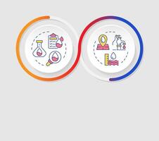 Water quantity and quality nexus infographics circles sequence. Liquid consumption. Eco friendly. Visualization layout with 2 steps. Info chart loop process presentation vector