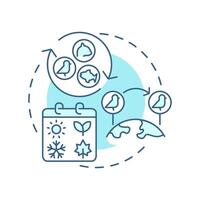Species turnover soft blue concept icon. Biodiversity measurement. Arriving and departing from ecosystem. Round shape line illustration. Abstract idea. Graphic design. Easy to use in article vector