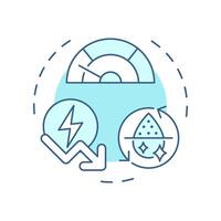 Reduce energy consumption soft blue concept icon. Locally treated liquids usage. Benefit of water recycling. Round shape line illustration. Abstract idea. Graphic design. Easy to use in booklet vector