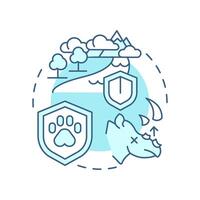 Endangered species soft blue concept icon. Ecological balance. Threats faced by wildlife due to habitat loss. Round shape line illustration. Abstract idea. Graphic design. Easy to use in article vector