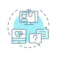 Live conferencing soft blue concept icon. Online doctor appointment. Telehealth service technology. Round shape line illustration. Abstract idea. Graphic design. Easy to use in presentation vector