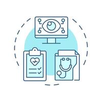 Remote patient monitoring soft blue concept icon. Health metrics tracking technology. Telehealth work. Round shape line illustration. Abstract idea. Graphic design. Easy to use in presentation vector