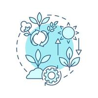 Supporting service soft blue concept icon. Ecosystem service. Plant growth, sunlight and soil health. Round shape line illustration. Abstract idea. Graphic design. Easy to use in article vector
