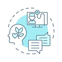 Teletherapy soft blue concept icon. Mental health and counseling services. Application of telehealth. Round shape line illustration. Abstract idea. Graphic design. Easy to use in presentation vector