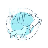 Predator-prey relationships soft blue concept icon. Ecological balance. Species population graph. Round shape line illustration. Abstract idea. Graphic design. Easy to use in article vector
