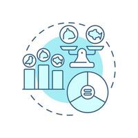 Species evenness soft blue concept icon. Biodiversity measurement. Balanced species distribution in ecosystem. Round shape line illustration. Abstract idea. Graphic design. Easy to use in article vector